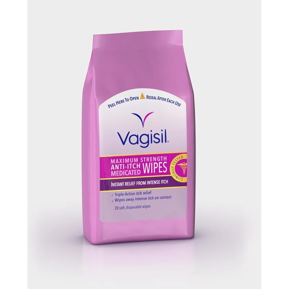 Vagisil Medicated AntiItch Wipes, Maximum Strength, 20 Wipes (Pack of