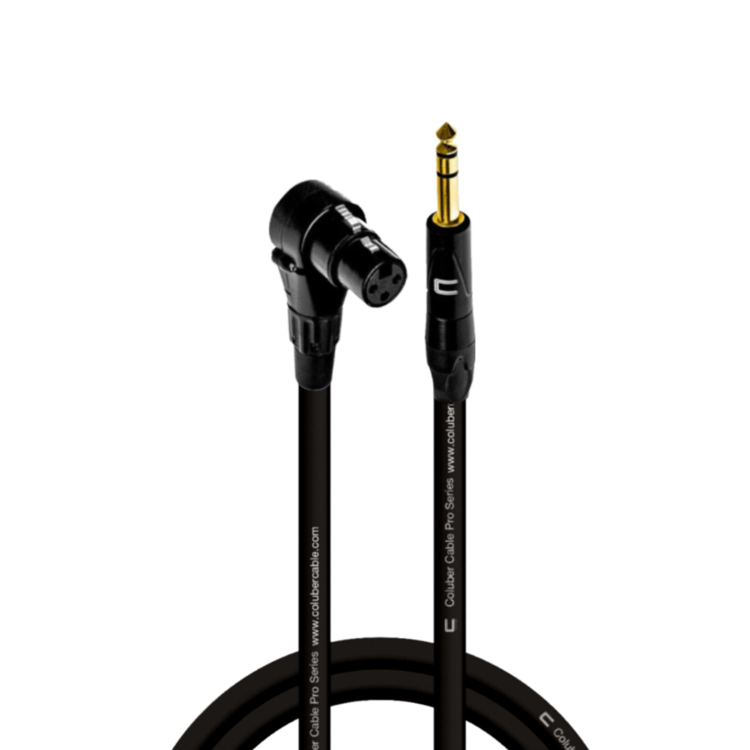 Right Angle XLR Female to 1/4" TRS Male - 3 Feet - Black - Pro 3-Pin