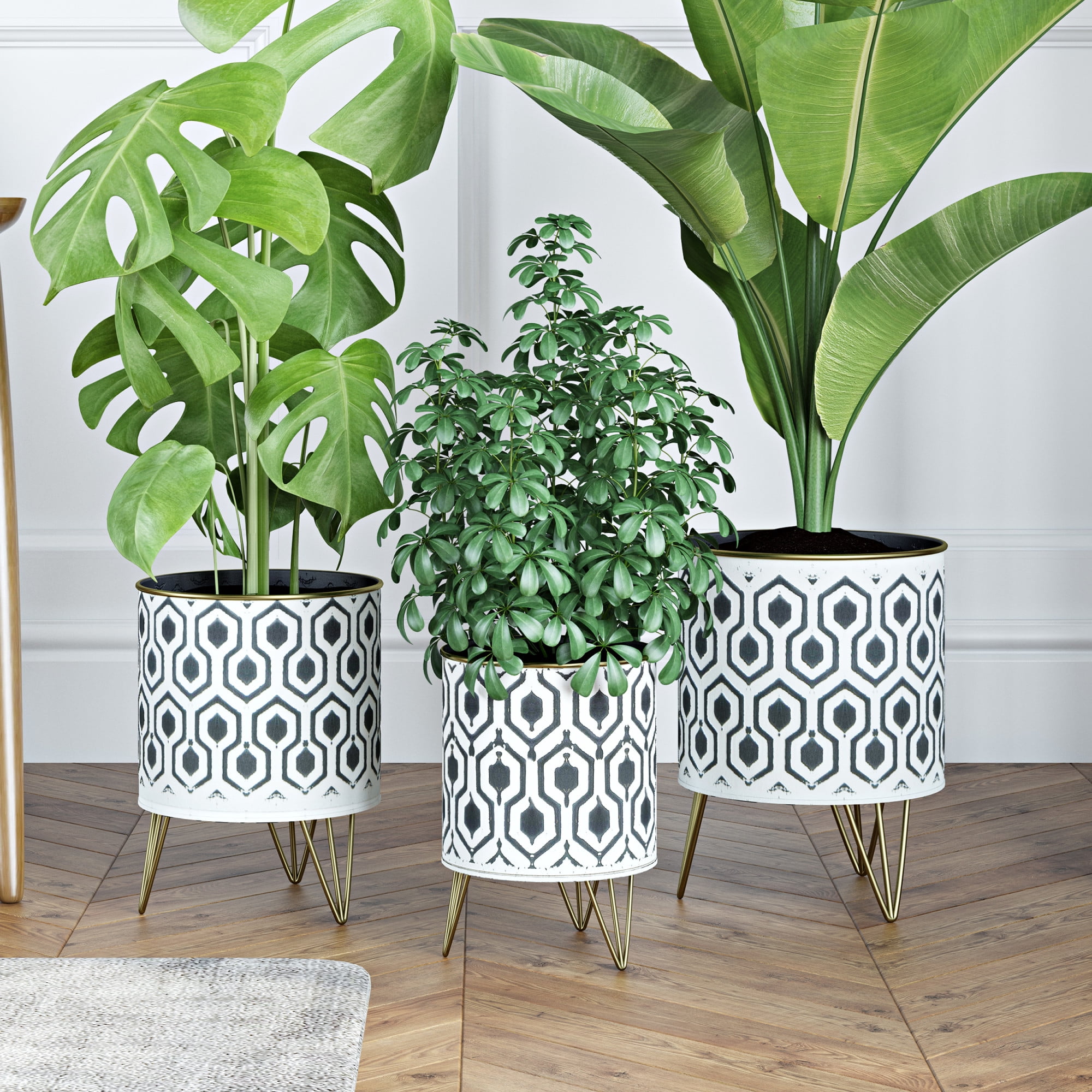 Andrey Round Metal Modern Indoor Pot Planters (Set of 3)