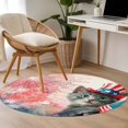 thumbnail image 6 of Round Rug 3ft Area Rug, Independence Day Cute Kitty Area Rugs for Living Room Bedroom, USA Flag Fireworks Floor Mat Non-Slip Non-Shedding Carpet Indoor Accent Rugs, 6 of 9