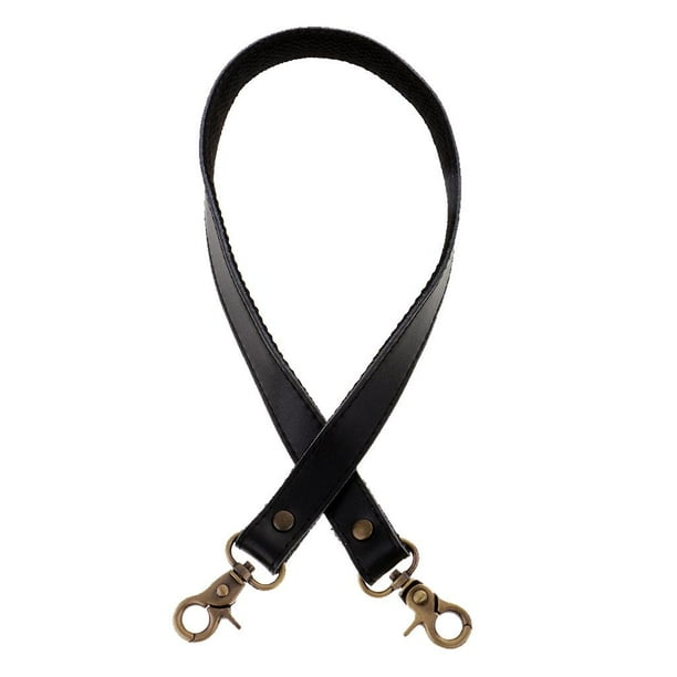 Bolso bandolera de piel auténtica y lona con asas y correa de repuesto. Negro