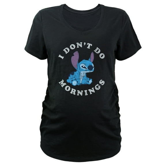 Women's Lilo & Stitch I Don't Do Mornings Distressed Graphic Maternity T-Shirt