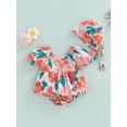 thumbnail image 2 of Gzhioc Infant Baby Girls Rompers Dress Floral Print Square Neck Short Sleeve Tutu Jumpsuits, 2 of 9