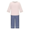 thumbnail image 6 of Keeplus Pajamas for Women Set Plus Size 2 Piece Solid Color Pjs Set Loose Oversized Sleepwear 3/4 Sleeve Button down Shirts Capri Pants Casual Lounge Sets Outfits, 6 of 6