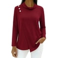 thumbnail image 2 of Womens Summer Clothes Kelon Dressy Tops for Women Long Sleeve Crew Neck Oversized Shirt Clothing Work Blouses Business Casual Outfits, XL, 2 of 5