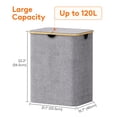 thumbnail image 3 of Cesto de ropa Lifewit de 120 litros con tapa y bolsa extraíble, color gris claro, 3 of 8