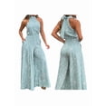 thumbnail image 3 of Combinaisons Habillées pour Femmes Soirée Invitée de Mariage Grande Taille Sans Manches Combinaisons Pantalon Grand Long Bleu G, 3 of 6