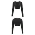 thumbnail image 6 of Inadays Long Sleeve Crop Tops for Women Sienna Twist Deep V Workout Crop T Shirt Top, Black, M, 6 of 8