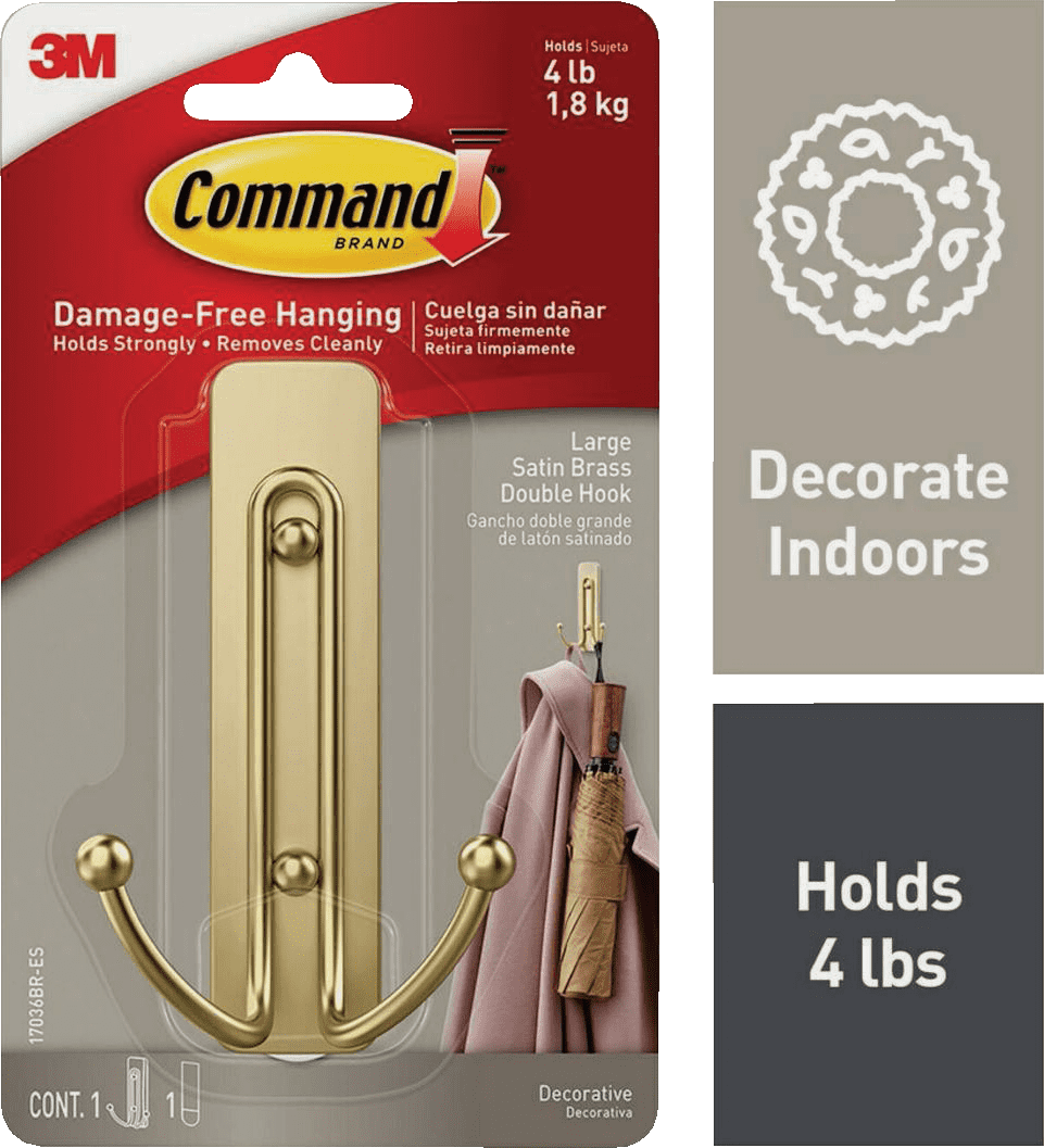 Command Decorative Double Adhesive Hook - Pack of 2 — Residential Use, Standard Application