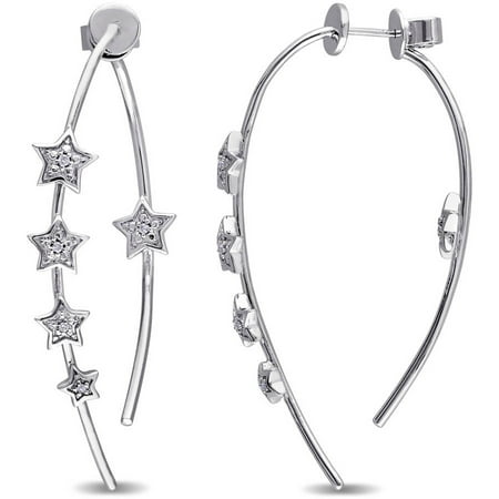 Miabella Diamond-Accent Sterling Silver Dangle Star Front-Back Earrings