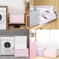 thumbnail image 3 of Hinwo 18.6 Gal./74.4 Qt./70.2 L Canvas Storage Bins, Rectangle Storage Baskets, Storage Cubes with Totes, Drawstring Closure, 22 x 15 x 13 Inches, 2-Pack, Pink Stripe, 3 of 6