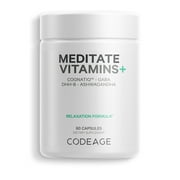 Codeage Meditate, GABA, NeuroFactor, Ashwagandha, DHH-B, Organic Mushroom & Blueberry Herbal Formula, 60 ct