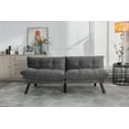 thumbnail image 6 of 70.87" W Velvet Sofa Bed with Wood Frame and Iron Legs, Modern Soft Upholstered Loveseat with Adjusetable Armrest and Backrest, Leisure Bed Lounge for Apartment, Office, LIGHT GREY, 6 of 9