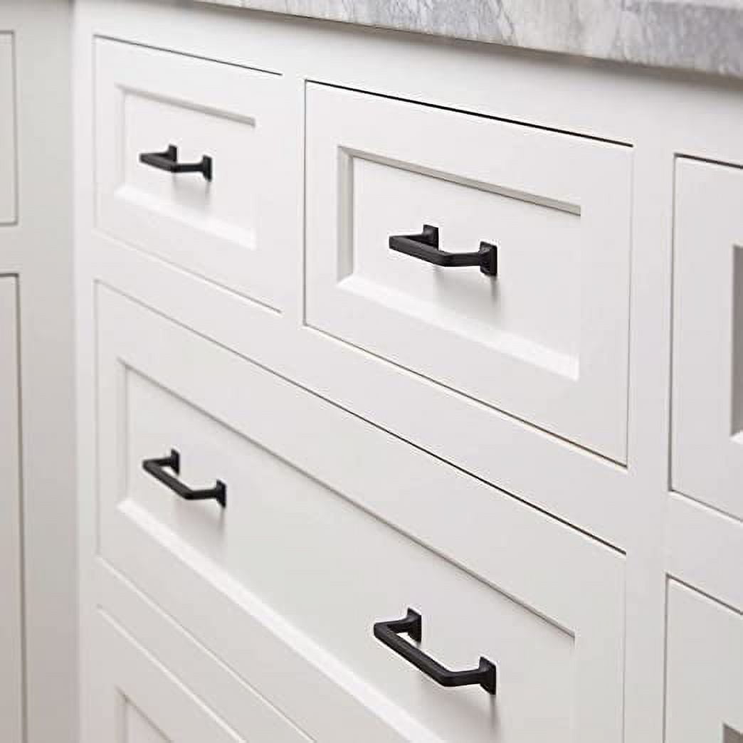 Goldenwarm 10 Pack 3inch Black Drawer Pulls Brushed Gold Cabinet Pulls, Matte Black Cabinet Handles Brass Drawer Pulls Vintage, Square Dresser Handles Solid Kitchen Cabinet Handles