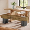 thumbnail image 6 of Tribesigns 63“ Long Entryway Bench, Farmhouse Wooden Dining Bench, Indoor End of Bed Bench, Brown & Black, 6 of 9