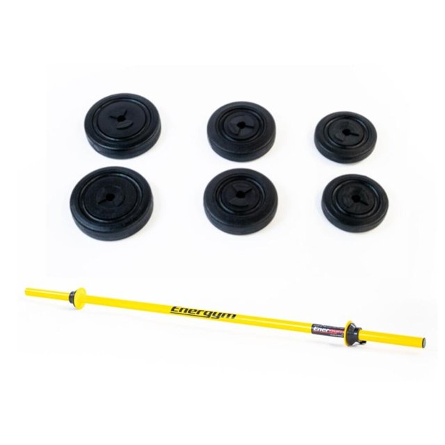 Kit de pesas Barra Recta y Discos 23 Kg Energym 9337