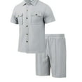 thumbnail image 4 of Miqool Mens 2 Piece Short Sets Summer Tracksuit Casual Short Sleeve Button Down Shirts and Shorts Set Vacation Beach Outfits with Pockets, 4 of 9