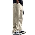 thumbnail image 4 of Uwinwear Men's Track Sweatpants, Open Bottom Elastic Waist Casual Workout Pants Elastic Drawstring Long Pants Casual Loose Fit Trousers,Khaki,XL, 4 of 4