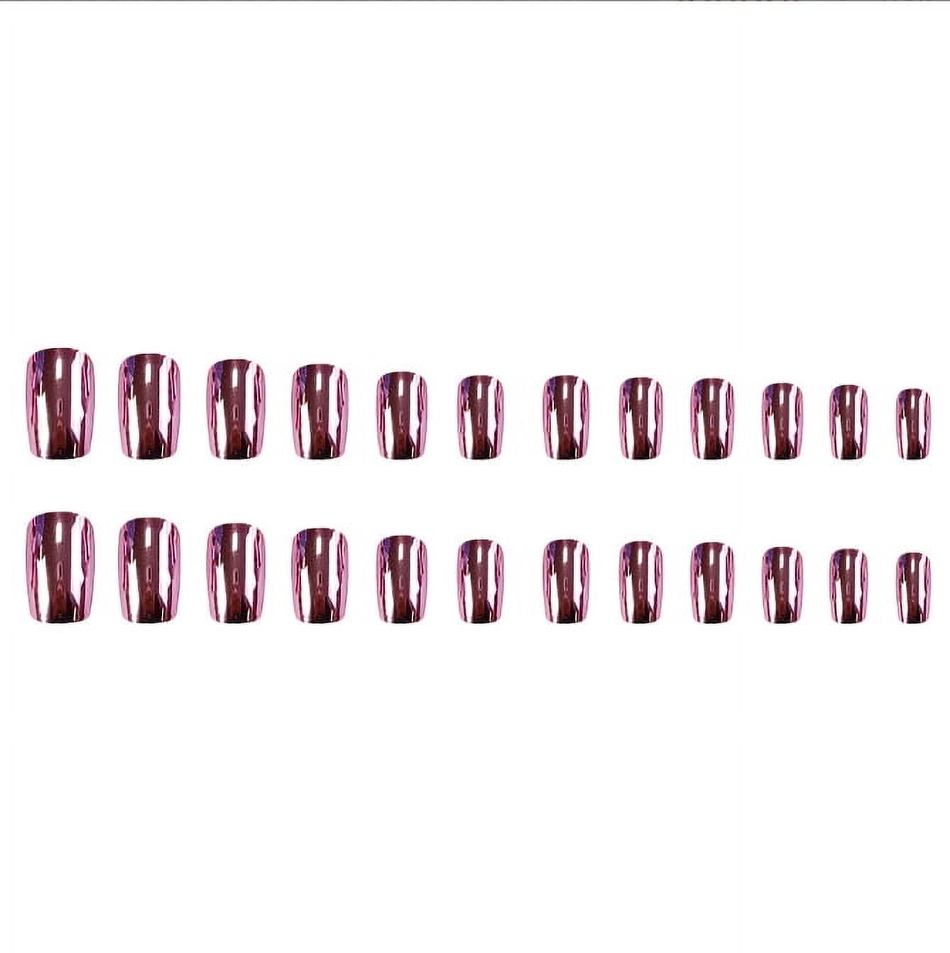 YTTAL French Short Square Press On Nails, Summer False Nails With Cute Flower Pink Design, Glossy Gel Finish Acrylic Nails, Thick Natural Reusable Nail Glue Set For Women, 24 Pieces