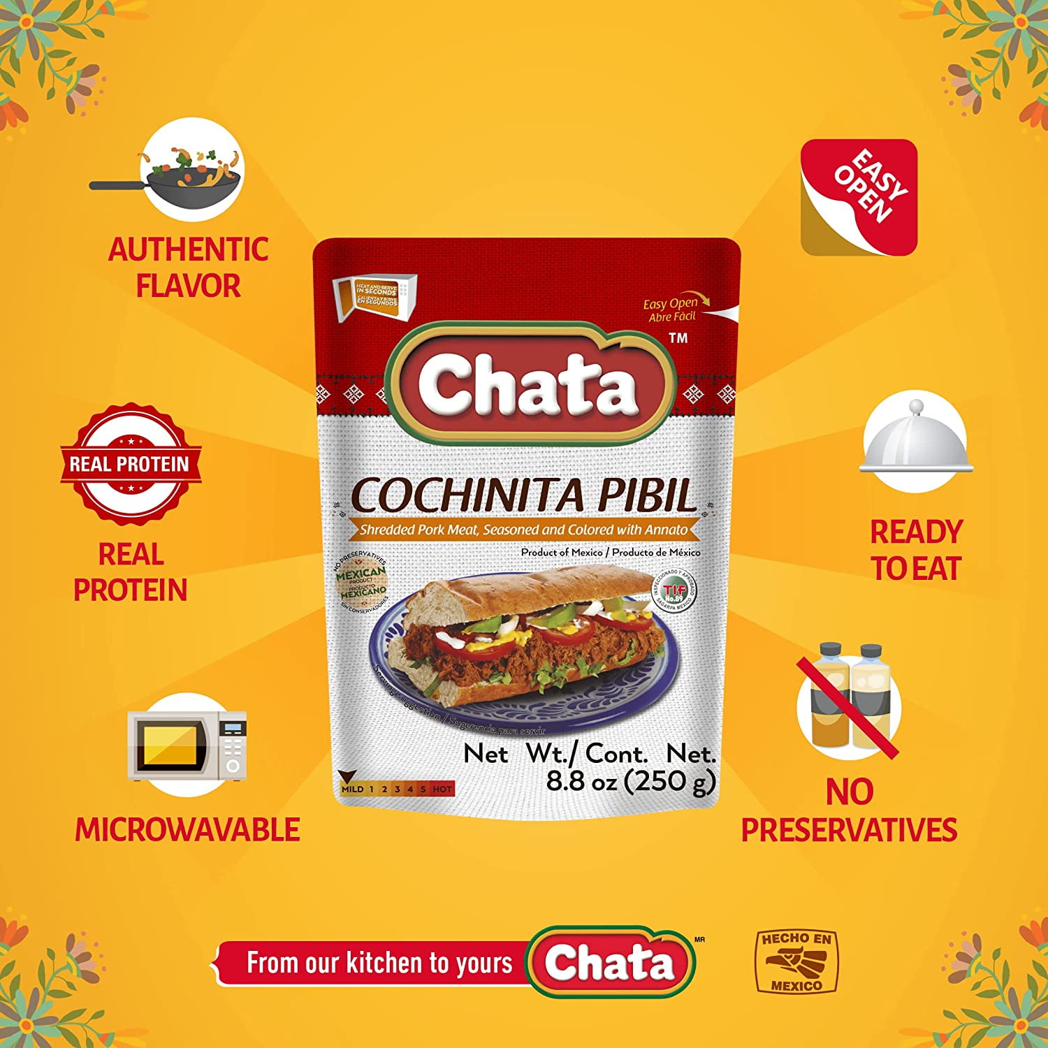 Chata Cochinita Pibil Pouch, 8.8 oz, Pack of 6