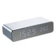 thumbnail image 3 of Reloj despertador digital multifuncional con carga inalámbrica, termómetro y pantalla grande en color plata, ideal para uso en casa u oficina., 3 of 7