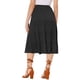 thumbnail image 3 of Faldas midi para mujer INSPIRE CHIC, sólidas, con cintura elástica, en línea A, con volantes y bolsillos, L, negro, 3 of 7