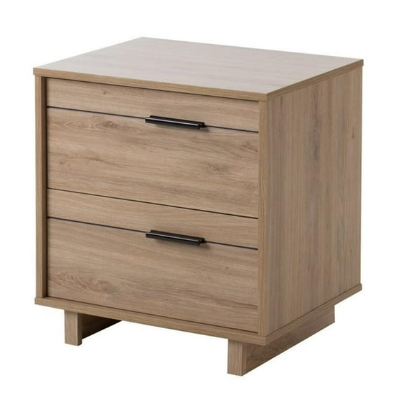 Pemberly Row Modern 2 Drawer Nightstand in Rustic Oak
