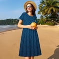 thumbnail image 4 of Balery Dark Blue Vestidos sueltos de manga corta para mujer, vestidos de verano 2025, vestidos casuales de corte A con vuelo., 4 of 6