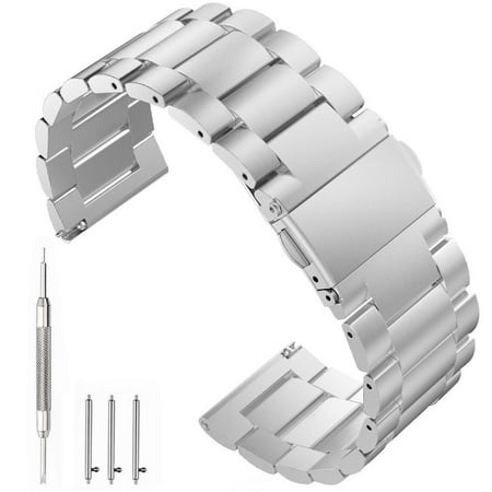 22mm Quick Release Stainless Steel Replacement Bands Bracelet Wrist Straps for Samsung Gear S3 Frontier (SMR770) / Gear S3 Classic (SMR760) Smart (Best Gear S3 Widgets)