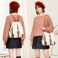 thumbnail image 4 of ALTOSY Fashion Leather Backpack Purse for Women Shoulder Bag with Flap S85 Beige/Brown, 4 of 7