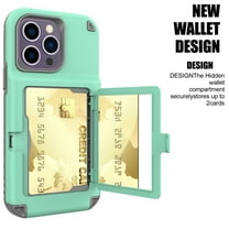 Allytech for iPhone 14 Plus Case - Shockproof Wallet Case with Credit Card Holder & Hidden Mirror, All-Round Protection Shockproof Phone Cover Designed for iPhone 14 Plus, Mintgreen