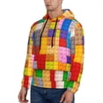 thumbnail image 3 of Cauagu Colorful Plastic Blocks Pattern for Men's Pullover Hooded Sweatshirt Athletic Casual Hoodie Aautumn Hoodie Sweatshirt for Men Pullover Casual Hooded Sweatshirt-Small, 3 of 7