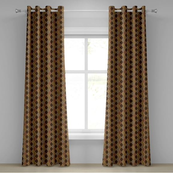 Ambesonne Brown Grommet Curtain, Classic Lozenge Pattern, 50" x 72", Pale Brown Cinnamon
