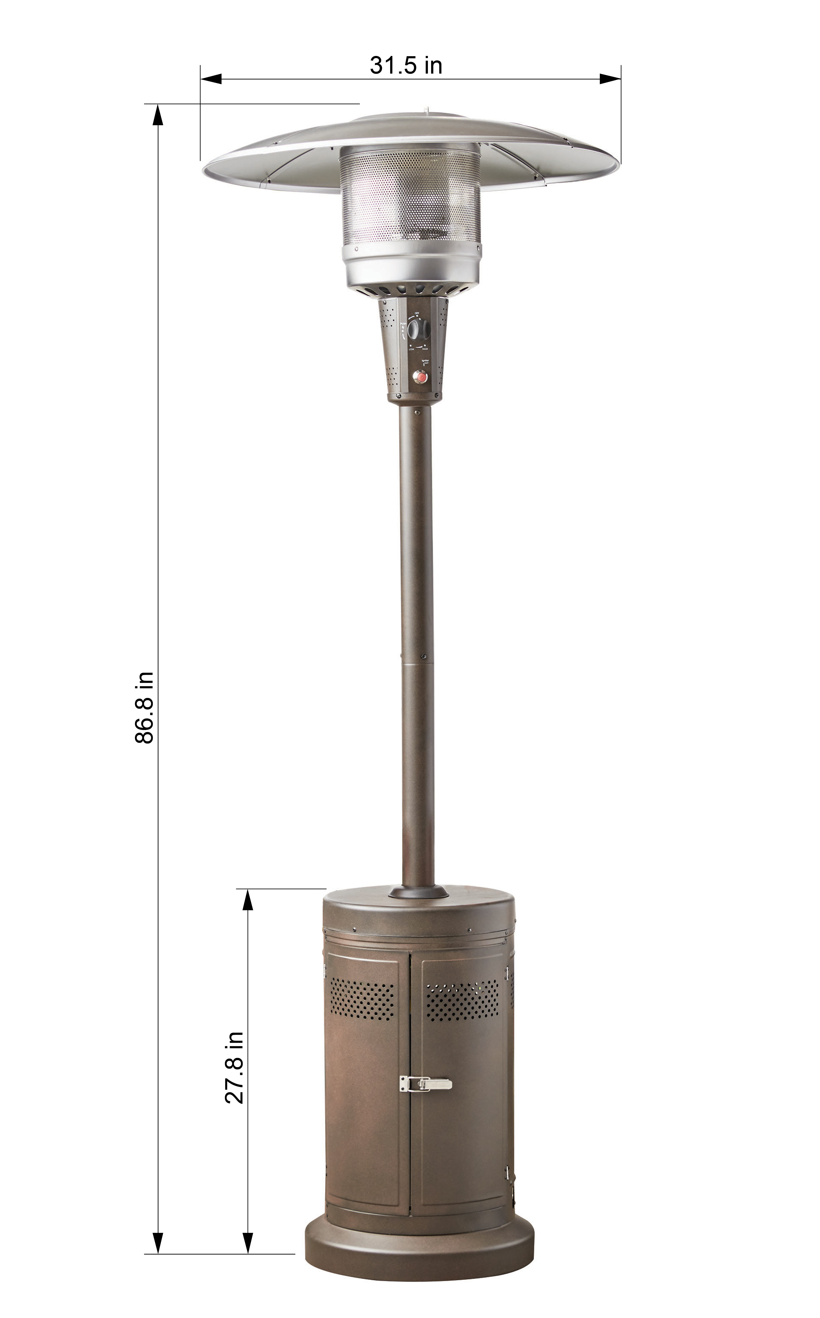 Mainstays 48,000 BTU Propane Gas Outdoor Freestanding Patio Heater , Brown Powder Coat Finish - image 4 of 6