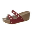 thumbnail image 2 of Viluyesy Women's Wedge Sandals, Slip-On Open Toe Fashion Pearl Comfortable Thick Sole Platform Shoes Wine, 2 of 7