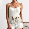 thumbnail image 2 of Fringe Crop Tank Tops for Women Summer Sleeveless Crochet Spaghetti Strap Beach Camisole, 2 of 8