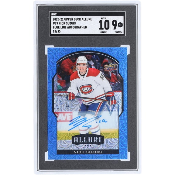 Nick Suzuki Montreal Canadiens Autographed 2020-21 Upper Deck Allure Blue Line #29 #13/35 SGC Authenticated 9/10 Rookie Card - NHL Auctions Exclusive - Fanatics Authentic Certified