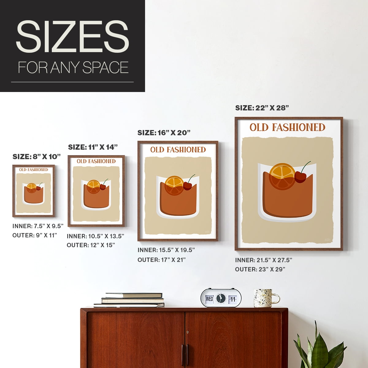 Old Fashioned in Brown Solid Wood 11 x 14 Framed Print