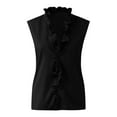 thumbnail image 4 of Mittory Women Sleeveless Tank Top Summer Basic V Neck Sleeveless Tunic Tops Loose Fit Solid Color Ruffle Collar Blouse, 4 of 5