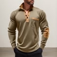 thumbnail image 2 of KKBOTIVE Men's Sweatshirt with Stand Collar Fall Winter Pullover Casual Button Down Retro Top Sweat Shirts for Men Daily Wear, Khaki Size: XXXL, 2 of 4