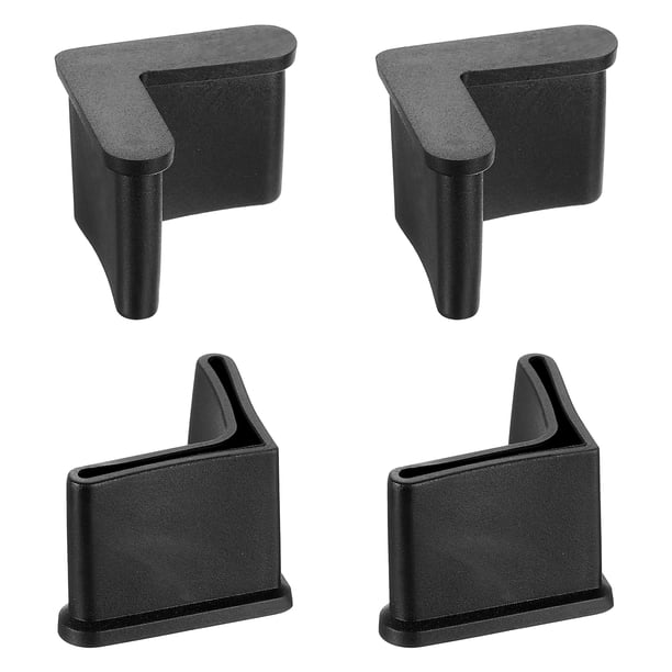 Uxcell 4Pack 1.18" x 1.18" Protector de tapa de pierna de plástico en forma de L, negro
