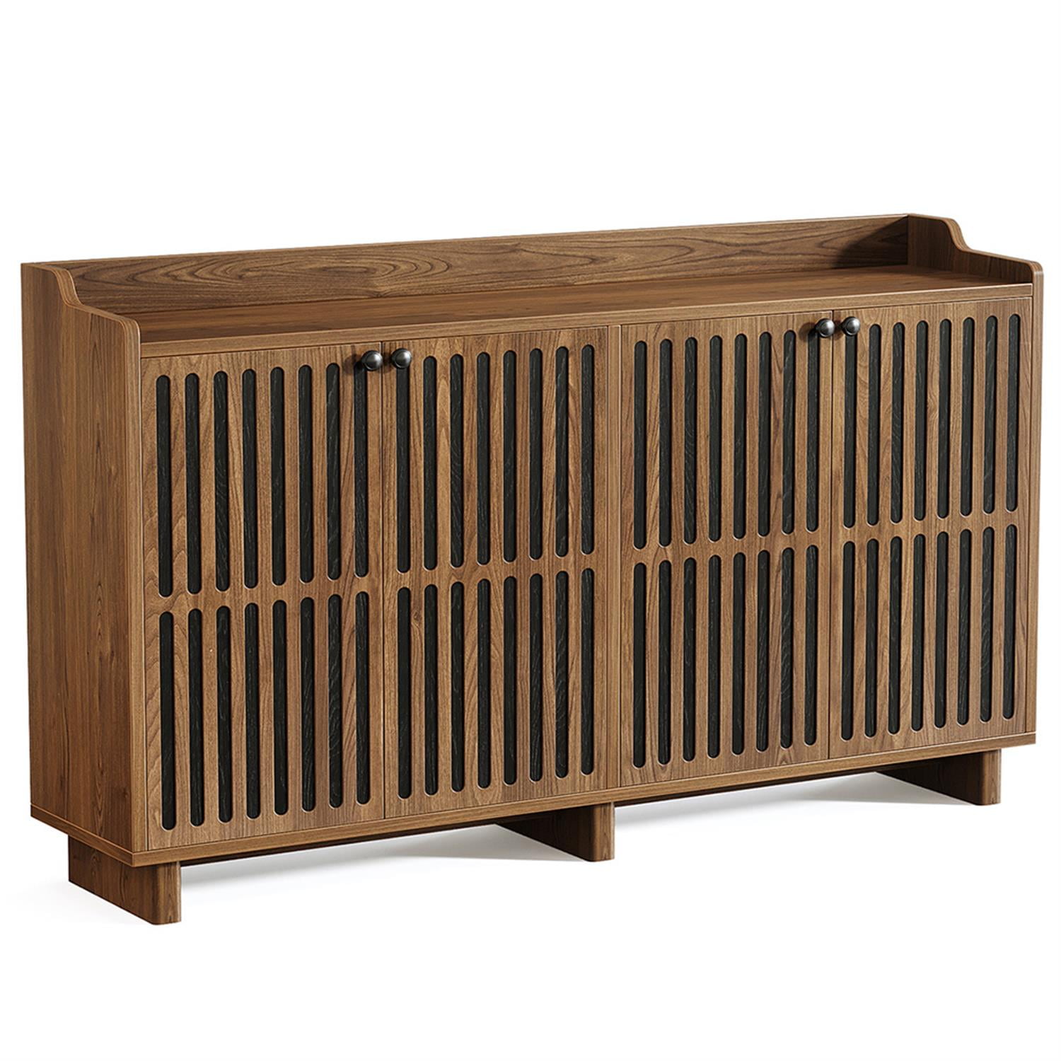 Demi Bonn 55" Sideboard Buffet Storage Cabinet with Adjustable Shelves, Farmhouse Credenza Accent Cabinet for Kitchen Entryway Living Dining Room, Brown