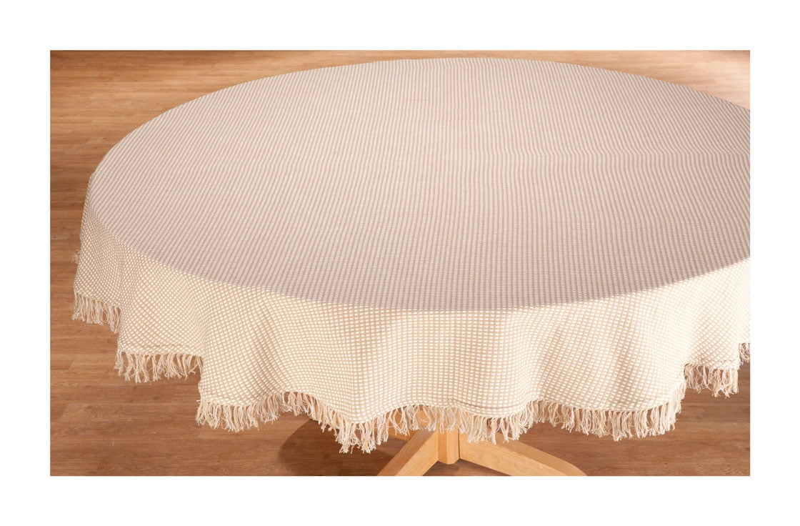 Lintex Linens Homespun Ecru 100% Cotton Tablecloth 70" Round