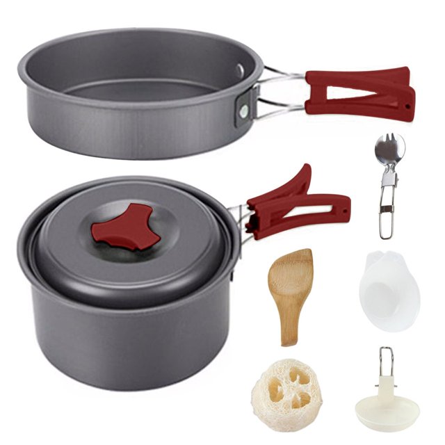 LEEYNEER 8 Piece Aluminum Camping Mess Kit