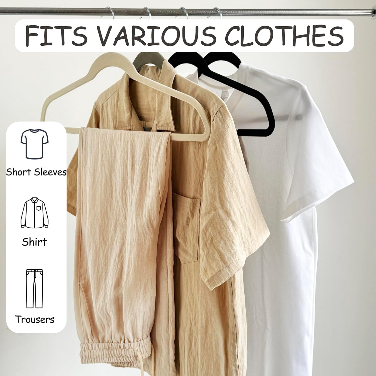 URBY 24pcs Extra Wide Velvet Hangers 21 Inch for Plus Size Clothes, Ivory