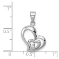 thumbnail image 2 of 925 Sterling Silver Polished Rhodium Plated Cubic Zirconia Love Heart Pendant Necklace 18x15mm Wide Pendant for Women, 2 of 2
