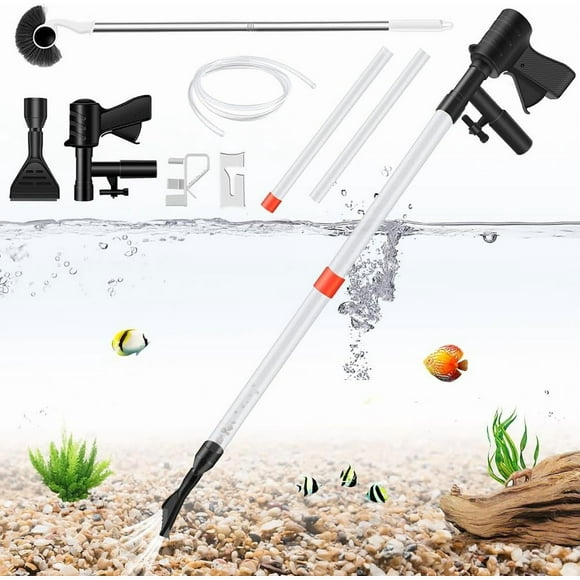 Aquarium Gravel Cleaner, Fish Tank Cleaner, Quick Water Changer, Gravel Vacuum for Aquarium, Fish Tank Vacuum Gravel Cleaning Kit for Water Changing Sand Washing with Cleaning Brush