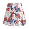 thumbnail image 6 of FUIALDOLG Womens Mini Golf Skirt with Shorts Red Flower American Flag Athletic Skort with Pocket Soft Tennis Skirt US 250th Anniversary Flag Active Skort for Casual,L, 6 of 8