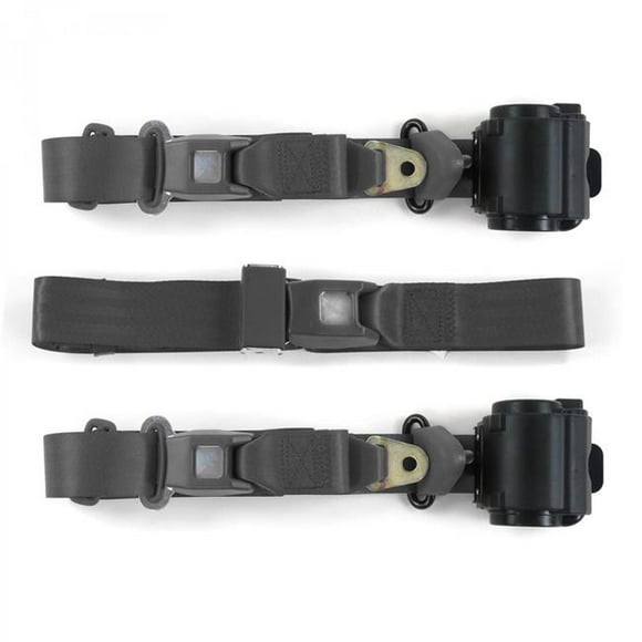 Standard 3 Point Charcoal Retractable Bench Seat Belt Kit with 3 Belts for 1970-1979 AMC Gremlin