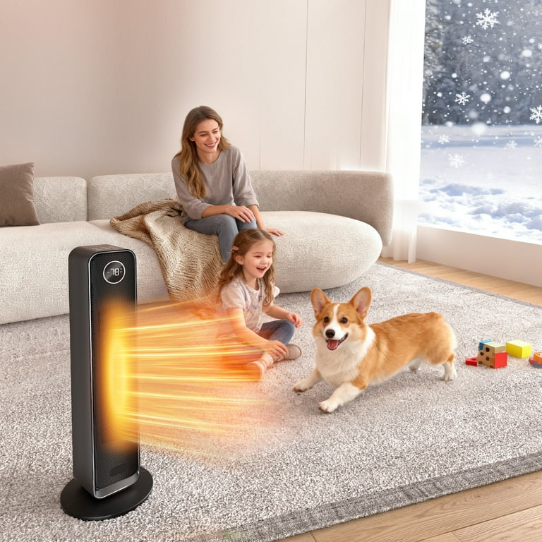 Space Heater Indoor, 25" Electric Heaters with Remote, 75 Oscillation, ECO  Mode, 12H Timer, 30dB Quiet Heating, Safe Energy Efficient Heaters for ...